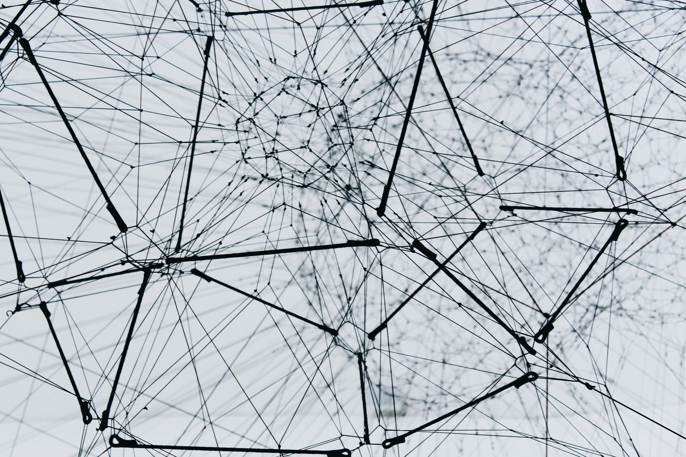 Abstract network of interconnected nodes.